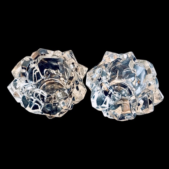 2 Goebel Crystal Meteor Charlottenhutte Votive Candleholders 4” Cubist Glamour - Picture 5 of 14